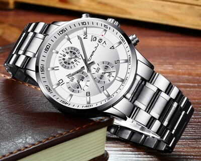 Foto 3 | Foto 3 | Reloj Crrju Con Fecha Y Cronógrafo Impermeable De Acero Inoxidable Para Hombre - Venta Internacional.