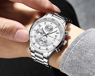 Foto 4 | Foto 4 | Reloj Crrju Con Fecha Y Cronógrafo Impermeable De Acero Inoxidable Para Hombre - Venta Internacional.