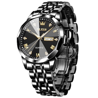 Foto 1 | Foto 1 | Reloj Olevs Con Correa Negra De Acero Inoxidable Para Hombre Con Fecha - Venta Internacional.