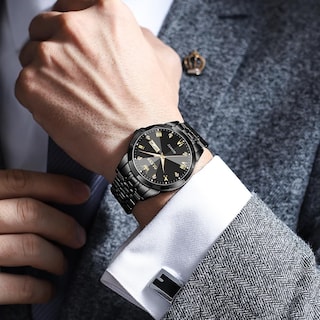 Foto 3 | Foto 3 | Reloj Olevs Con Correa Negra De Acero Inoxidable Para Hombre Con Fecha - Venta Internacional.