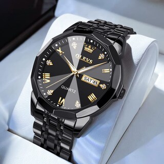 Foto 4 | Foto 4 | Reloj Olevs Con Correa Negra De Acero Inoxidable Para Hombre Con Fecha - Venta Internacional.
