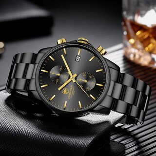 Foto 4 | Foto 4 | Reloj Golden Hour Con Cronógrafo Casual A La Moda Para Hombre, Color Dorado - Venta Internacional.