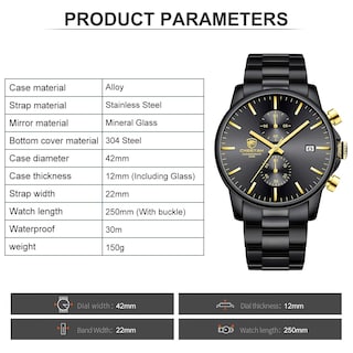 Foto 5 | Foto 5 | Reloj Golden Hour Con Cronógrafo Casual A La Moda Para Hombre, Color Dorado - Venta Internacional.