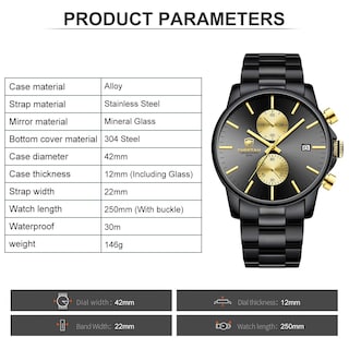Foto 4 | Foto 4 | Reloj Golden Hour Con Cronógrafo De Acero Inoxidable Para Hombre, 30 M Wr - Venta Internacional.