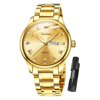 Foto 1 | Foto 1 | Reloj Olevs Gold De Acero Inoxidable Impermeable Para Hombre - Venta Internacional.