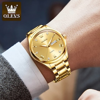 Foto 2 | Foto 2 | Reloj Olevs Gold De Acero Inoxidable Impermeable Para Hombre - Venta Internacional.