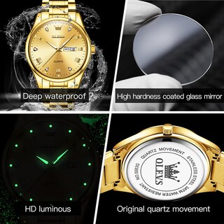 Foto 4 | Foto 4 | Reloj Olevs Gold De Acero Inoxidable Impermeable Para Hombre - Venta Internacional.