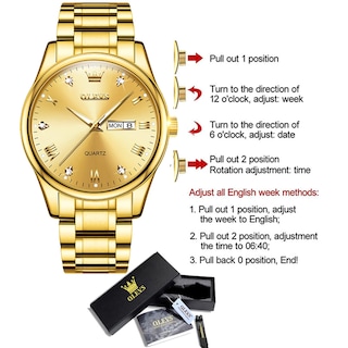 Foto 5 | Foto 5 | Reloj Olevs Gold De Acero Inoxidable Impermeable Para Hombre - Venta Internacional.