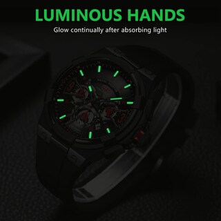 Foto 4 | Foto 4 | Reloj Aimes, Cronógrafo Para Hombre, Impermeable, De Silicona Negra - Venta Internacional.
