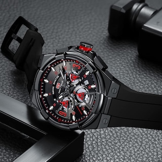 Foto 5 | Foto 5 | Reloj Aimes, Cronógrafo Para Hombre, Impermeable, De Silicona Negra - Venta Internacional.