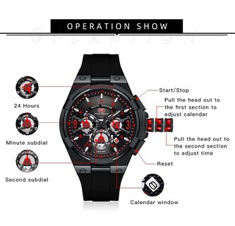 Foto 6 | Foto 6 | Reloj Aimes, Cronógrafo Para Hombre, Impermeable, De Silicona Negra - Venta Internacional.