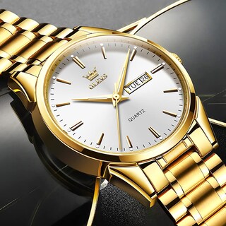 Foto 6 | Foto 6 | Reloj Olevs Para Hombre, Analógico, Cuarzo Dorado, Acero Inoxidable, Resistente Al Agua - Venta Internacional.