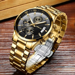 Foto 3 | Foto 3 | Reloj Crrju Gold De Acero Inoxidable Business Date Para Hombre - Venta Internacional.