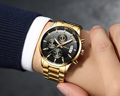 Foto 5 | Foto 5 | Reloj Crrju Gold De Acero Inoxidable Business Date Para Hombre - Venta Internacional.