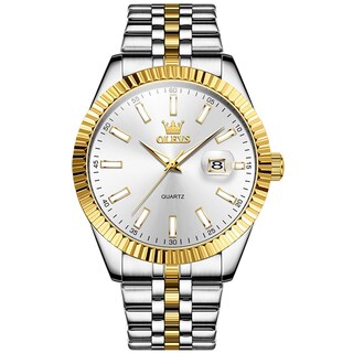 Foto 1 | Foto 1 | Reloj Olevs De Acero Inoxidable En Oro Blanco Para Hombre Con Calendario - Venta Internacional.