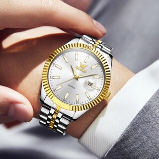 Foto 2 | Foto 2 | Reloj Olevs De Acero Inoxidable En Oro Blanco Para Hombre Con Calendario - Venta Internacional.