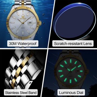 Foto 5 | Foto 5 | Reloj Olevs De Acero Inoxidable En Oro Blanco Para Hombre Con Calendario - Venta Internacional.