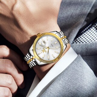 Foto 7 | Foto 7 | Reloj Olevs De Acero Inoxidable En Oro Blanco Para Hombre Con Calendario - Venta Internacional.