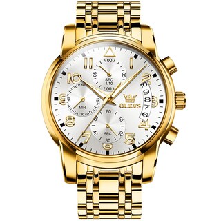 Foto 1 | Foto 1 | Reloj Olevs Para Hombre Con Fecha De Día Y Esfera Blanca De Acero Inoxidable Dorado - Venta Internacional.