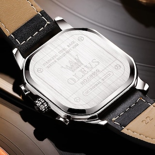 Foto 2 | Foto 2 | Reloj Olevs Con Cronógrafo Clásico Cuadrado De Cuero Negro Para Hombre - Venta Internacional.