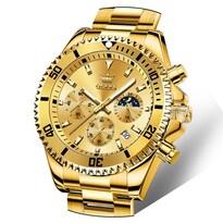 Reloj Olevs Gold Chronograph Impermeable De Acero Inoxidable Para Hombre - Venta Internacional.