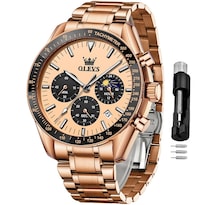 Reloj Olevs Rose Gold Moon Phase Chronograph Para Hombre - Venta Internacional.