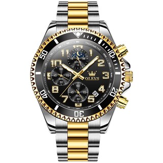 Foto 1 | Foto 1 | Reloj Olevs Moon Phase De Acero Inoxidable Bicolor Para Hombre - Venta Internacional.