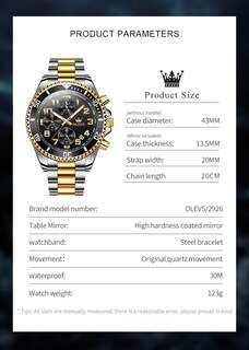 Foto 5 | Foto 5 | Reloj Olevs Moon Phase De Acero Inoxidable Bicolor Para Hombre - Venta Internacional.