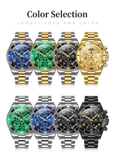 Foto 6 | Foto 6 | Reloj Olevs Moon Phase De Acero Inoxidable Bicolor Para Hombre - Venta Internacional.