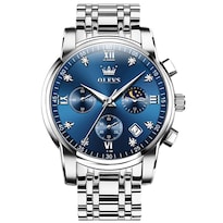 Reloj Olevs Silver Para Hombre Con Esfera Azul De Acero Inoxidable - Venta Internacional.