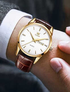 Foto 3 | Foto 3 | Reloj Olevs Brown Leather Classic Analog Quartz Para Hombre - Venta Internacional.
