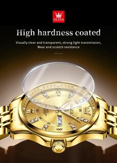 Foto 4 | Foto 4 | Reloj Olevs Para Hombre, Acero Inoxidable Dorado, Resistente Al Agua Con Diamante - Venta Internacional.
