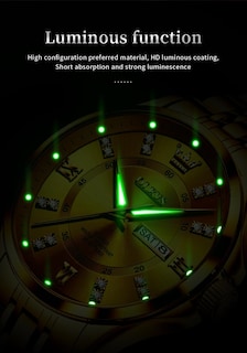 Foto 5 | Foto 5 | Reloj Olevs Para Hombre, Acero Inoxidable Dorado, Resistente Al Agua Con Diamante - Venta Internacional.