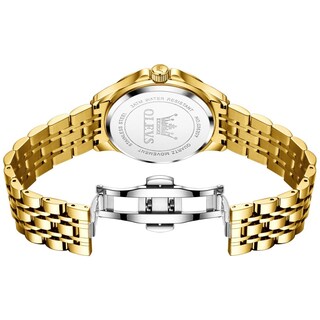 Foto 7 | Foto 7 | Reloj Olevs Para Hombre, Acero Inoxidable Dorado, Resistente Al Agua Con Diamante - Venta Internacional.