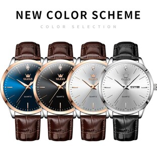 Foto 5 | Foto 5 | Reloj Olevs Vestido Clásico De Cuero Marrón Impermeable Para Hombre - Venta Internacional.