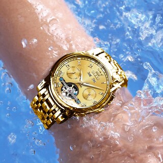 Foto 2 | Foto 2 | Reloj Olevs Self Winding Tourbillon Dorado De Acero Inoxidable Para Hombre - Venta Internacional.