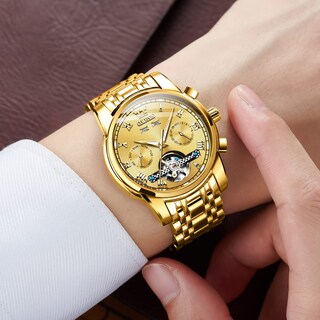 Foto 3 | Foto 3 | Reloj Olevs Self Winding Tourbillon Dorado De Acero Inoxidable Para Hombre - Venta Internacional.