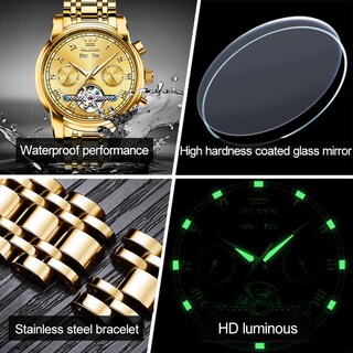 Foto 5 | Foto 5 | Reloj Olevs Self Winding Tourbillon Dorado De Acero Inoxidable Para Hombre - Venta Internacional.