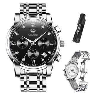 Foto 1 | Foto 1 | Reloj Olevs Cronógrafo Negro Plateado De Acero Inoxidable Para Hombre - Venta Internacional.