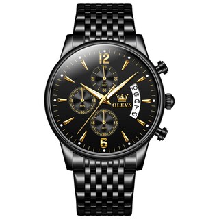Foto 1 | Foto 1 | Reloj Olevs Chronograph Con Esfera De Oro Negro Y Acero Inoxidable - Venta Internacional.
