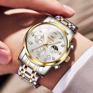 Foto 3 | Foto 3 | Vestido De Lujo Para Hombre Watch Olevs, Dorado Y Plateado, Resistente Al Agua - Venta Internacional.