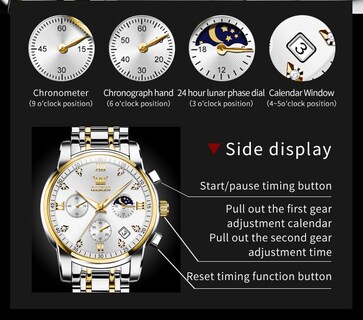 Foto 5 | Foto 5 | Vestido De Lujo Para Hombre Watch Olevs, Dorado Y Plateado, Resistente Al Agua - Venta Internacional.
