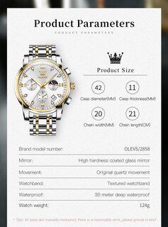 Foto 6 | Foto 6 | Vestido De Lujo Para Hombre Watch Olevs, Dorado Y Plateado, Resistente Al Agua - Venta Internacional.