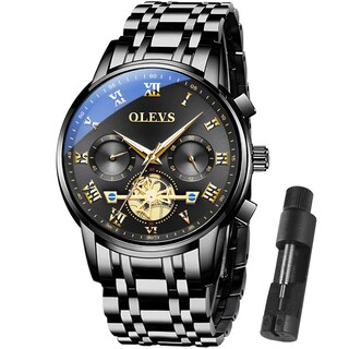 Foto 1 | Foto 1 | Reloj Olevs Para Hombre De Acero Inoxidable Negro Con Cronógrafo De 30 M Wr - Venta Internacional.