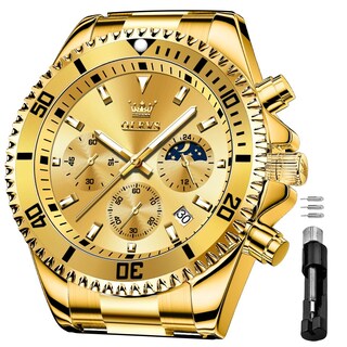 Foto 1 | Foto 1 | Reloj Olevs Business Dress Big Face Gold Chronograph Para Hombre - Venta Internacional.