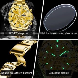 Foto 5 | Foto 5 | Reloj Olevs Business Dress Big Face Gold Chronograph Para Hombre - Venta Internacional.