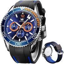 Reloj Olevs Blue Moon Phase De Acero Inoxidable Para Hombre - Venta Internacional.