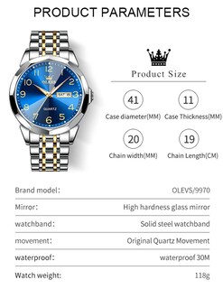 Foto 6 | Foto 6 | Reloj Olevs Blue Para Hombre Vestido De Lujo Analógico De Cuarzo - Venta Internacional.