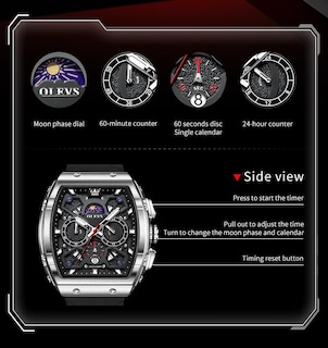 Foto 5 | Foto 5 | Reloj Olevs Square Military Sport Impermeable Para Hombre De 44 Mm - Venta Internacional.