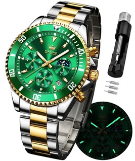 Foto 1 | Foto 1 | Reloj Olevs Green Para Hombre, Cronógrafo Analógico De Cuarzo, Acero Inoxidable - Venta Internacional.
